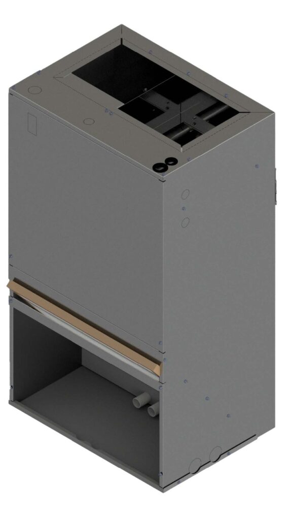 First Co. UCS Electric Heat Series wall-mount fan coil air handler with optional electric heat and ECM or PSC motor.